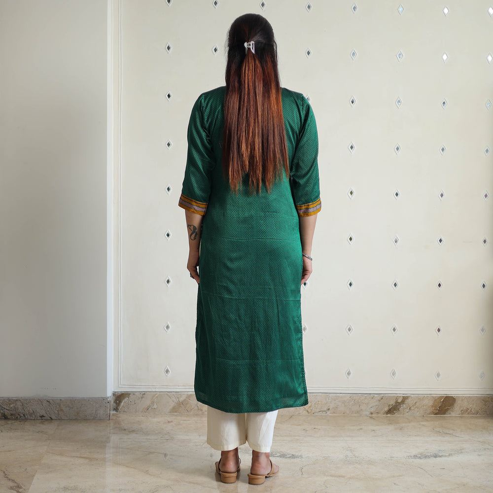 Green - Traditional Cotton Khun Straight Kurta for Women 09