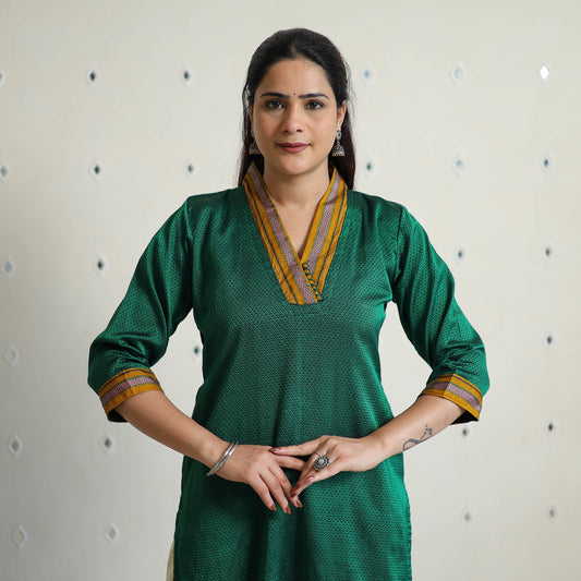 Green - Traditional Cotton Khun Straight Kurta for Women 09