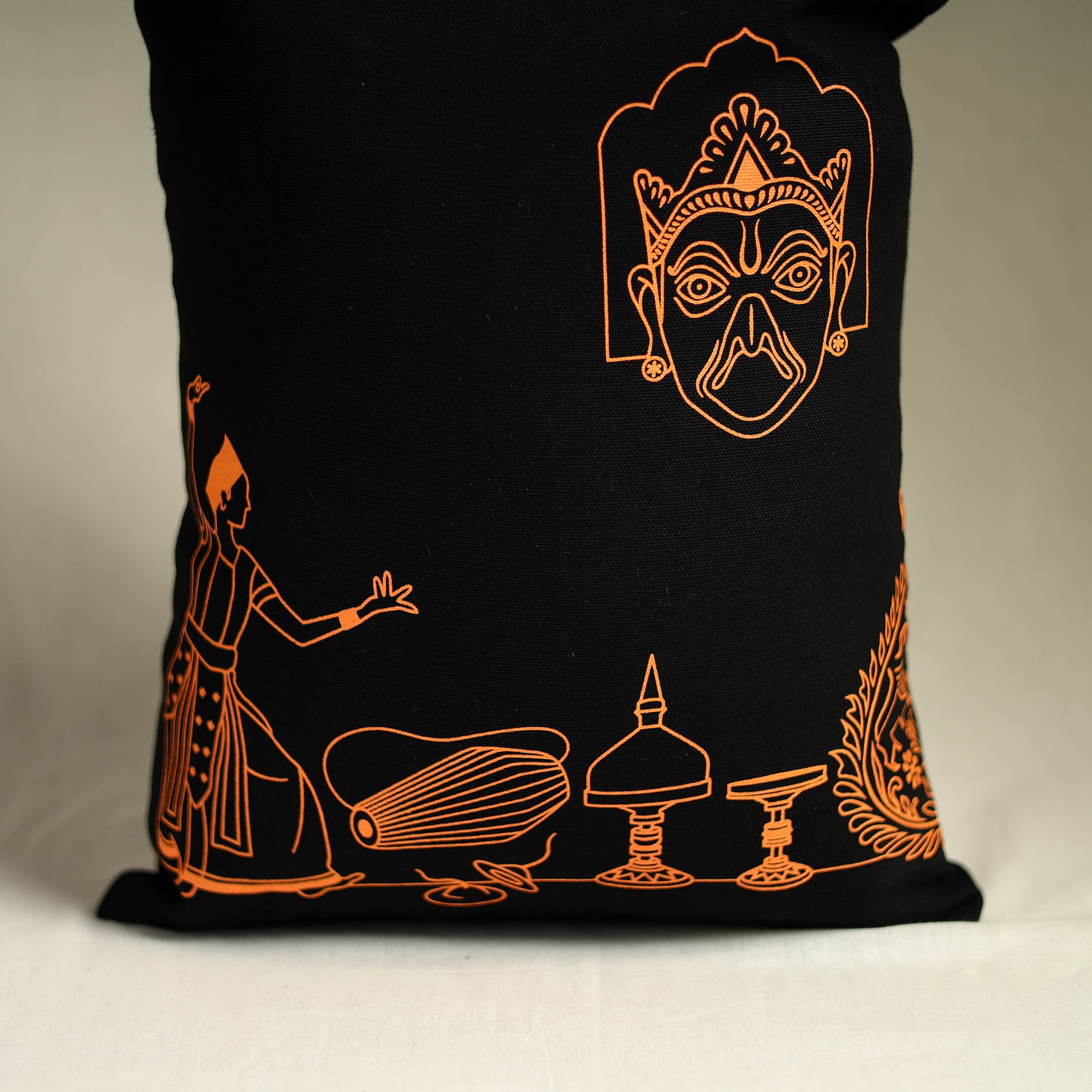 Black - Assam's Popular Symbols Cotton Canvas Tote Bag