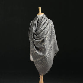 Ajrakh Hand Block Print Natural Dyed Handwoven Acrylic Wool Shawl 07