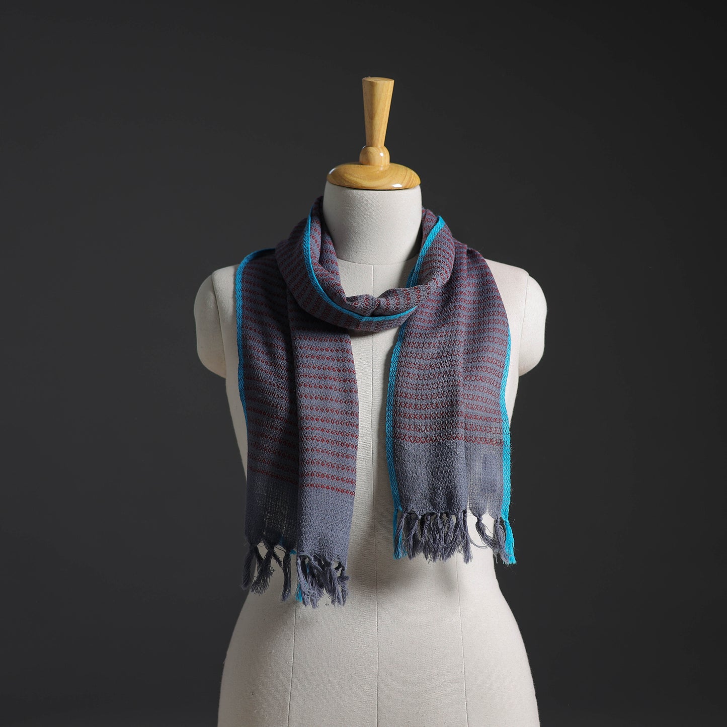 Grey - Kumaun Handwoven Pure Merino Wool Scarf 257