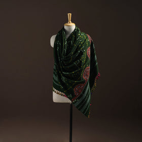 Kutch Bandhani Handwoven Neran Hand Embroidery Merino Wool Shawl 62