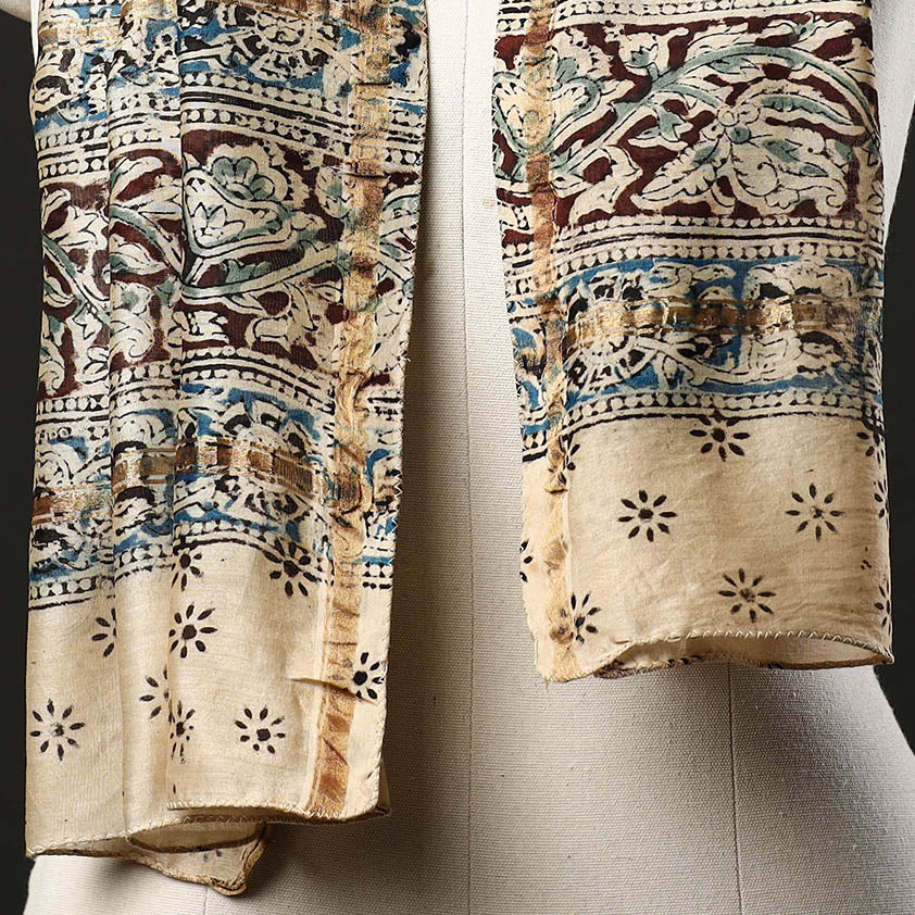 Pedana Block Print Chanderi Silk Kalamkari Stole