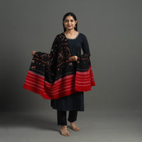 Black - Mirror Work Handwoven Bagida Bandhani Wool Shawl 04