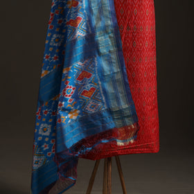 Pochampally Ikat Handloom Sico Unstitched Dress Material: Kurta with Mulberry Silk Dupatta 33