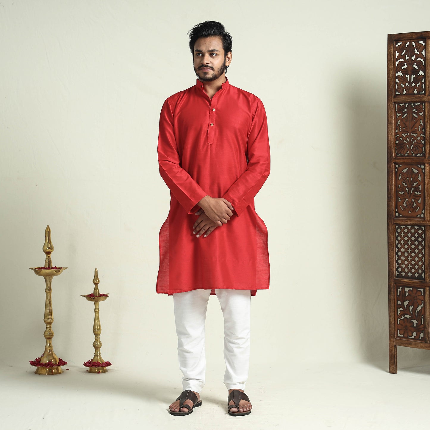 Plain silk men kurta