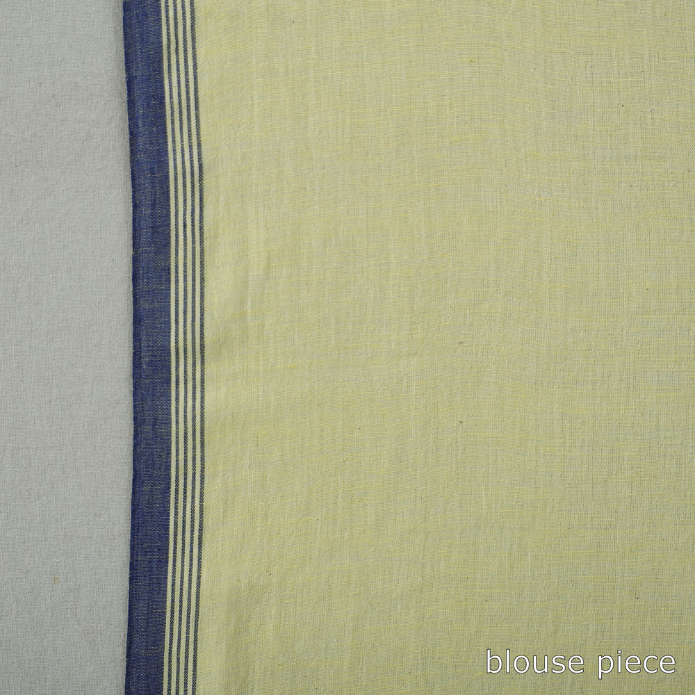 Yellow - Handloom Cotton Phulia Jamdani Saree with Tassels 09