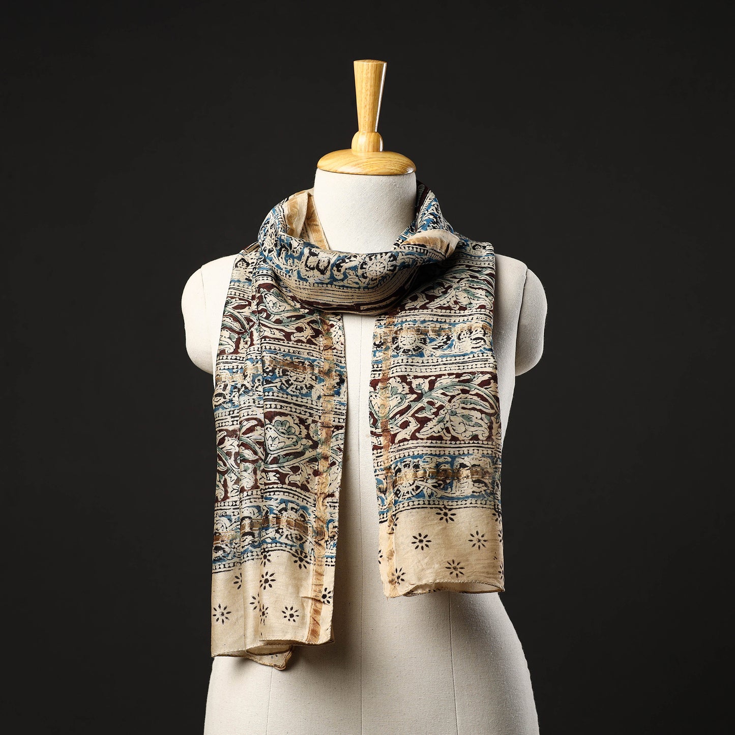 Pedana Block Print Chanderi Silk Kalamkari Stole