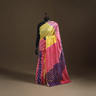 Chanderi Silk Leheriya Tie-Dye Saree with Zari Border 02