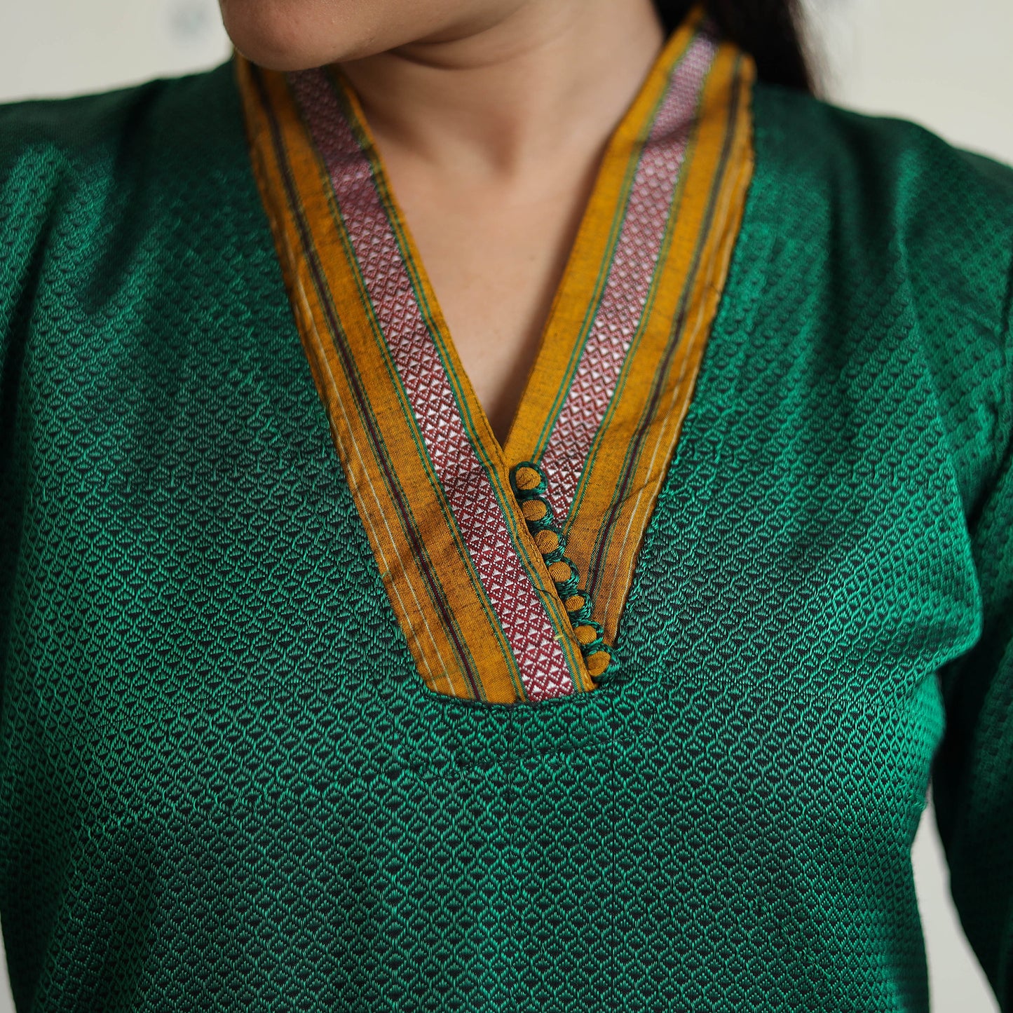 Green - Traditional Cotton Khun Straight Kurta for Women 09