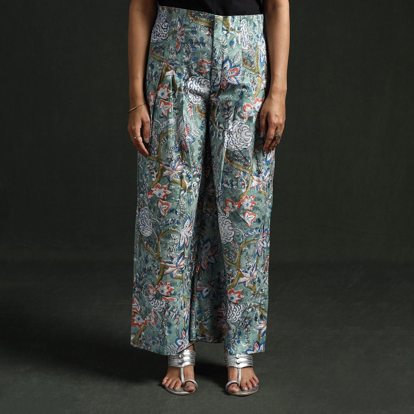 Sanganeri Hand Block Print Cotton Flared Palazzo 08