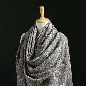 Ajrakh Hand Block Print Natural Dyed Handwoven Acrylic Wool Shawl 07