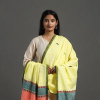 Yellow - Assam Weave Thread Buti Cotton Handloom Dupatta 22