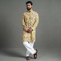 Sanganeri Block Printed Cotton Men Long Kurta 09