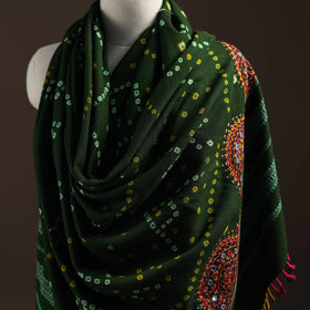 Kutch Bandhani Handwoven Neran Hand Embroidery Merino Wool Shawl 62
