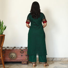 Green - Dharwad Cotton Kurta with Palazzo & Dupatta Set 14