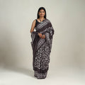  Cotton Brown Hand Batik Print Saree 