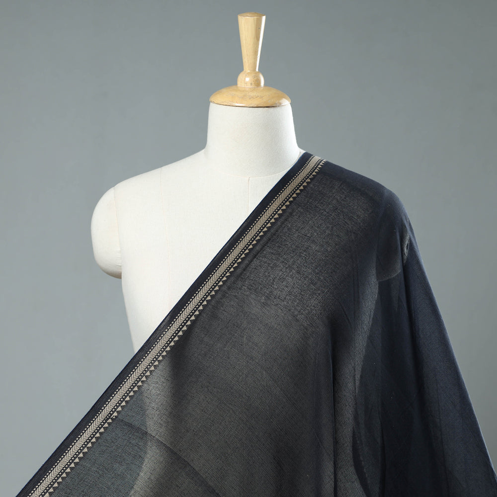 Black - Prewashed Dharwad Mercerised Cotton Thread Border Fabric 01