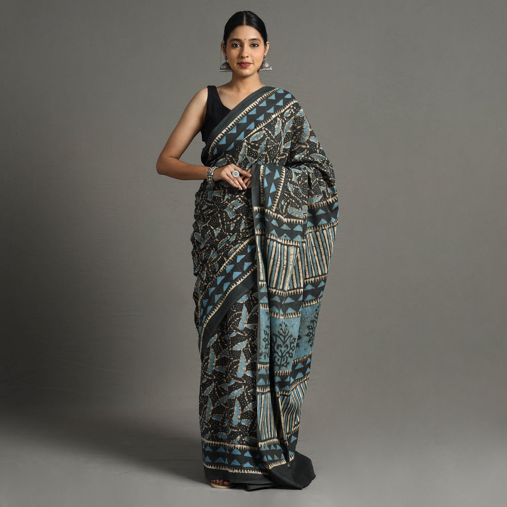 block printed saree