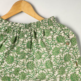  Green Block Print Cotton Unisex Sanganeri Shorts/Boxer