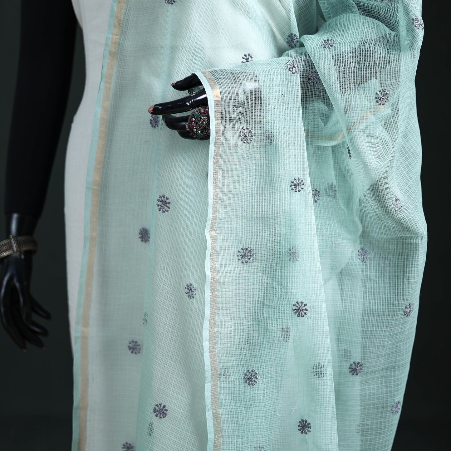 Kota Doria Cotton Embroidered Plain Dupatta 05