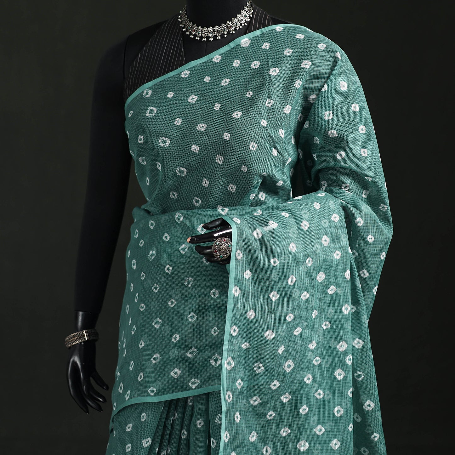 Bandhani Tie-Dye Kota Doria Cotton Saree 21