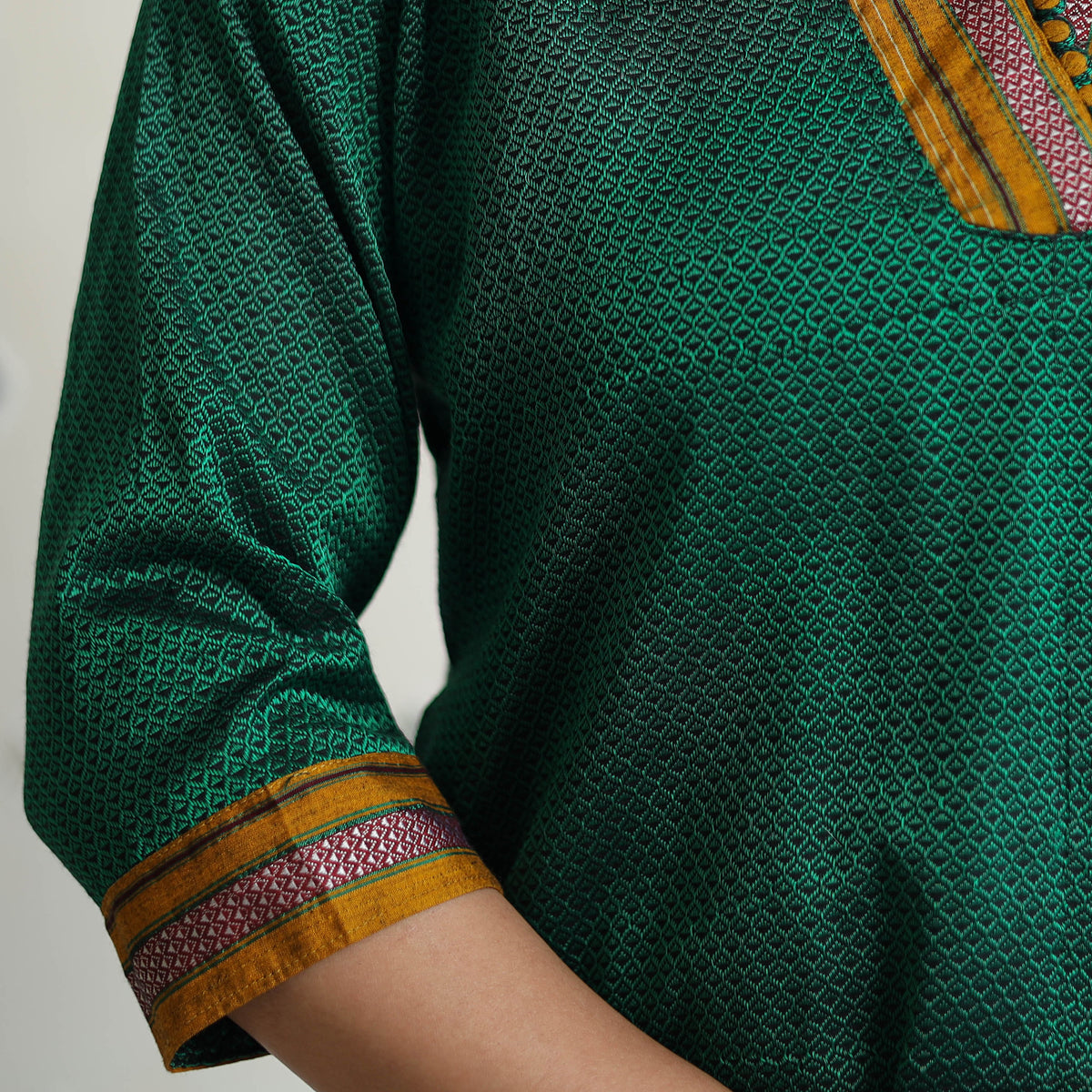 Green - Traditional Cotton Khun Straight Kurta for Women 09