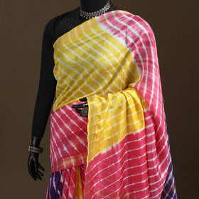 Chanderi Silk Leheriya Tie-Dye Saree with Zari Border 02