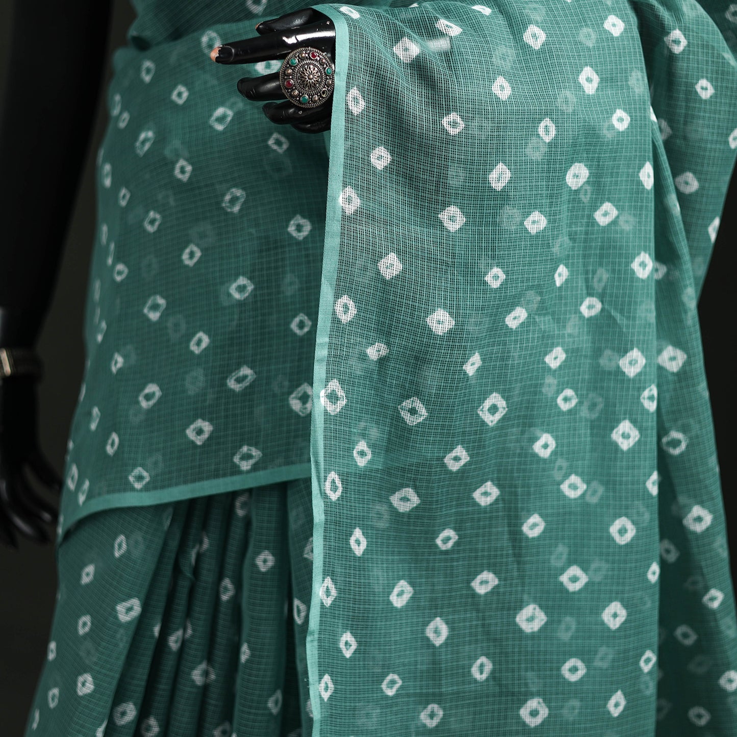 Bandhani Tie-Dye Kota Doria Cotton Saree 21