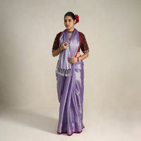 Purple - Fine Tissue Zari Bengal Saree with Embroidered Blouse 06