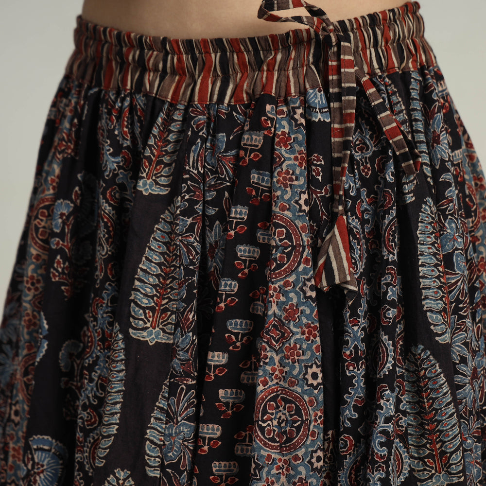 Multicolor - Kutch Block Printed 24 Kali Cotton Long Skirt 09