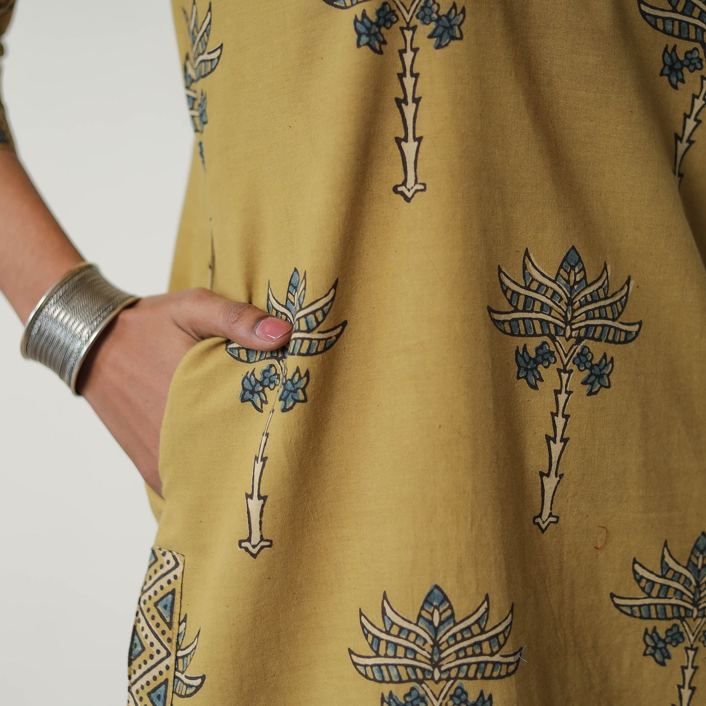 Yellow - Block Printed Cotton Straight Ajrakh Kurta 09