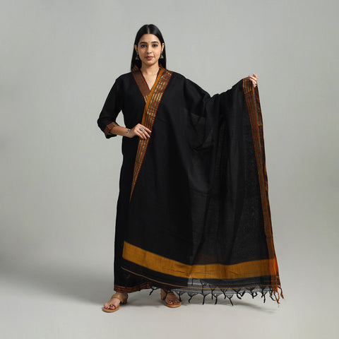 Black - Cotton Dharwad Kurta Set with Palazzo & Dupatta 07