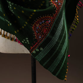 Kutch Bandhani Handwoven Neran Hand Embroidery Merino Wool Shawl 62