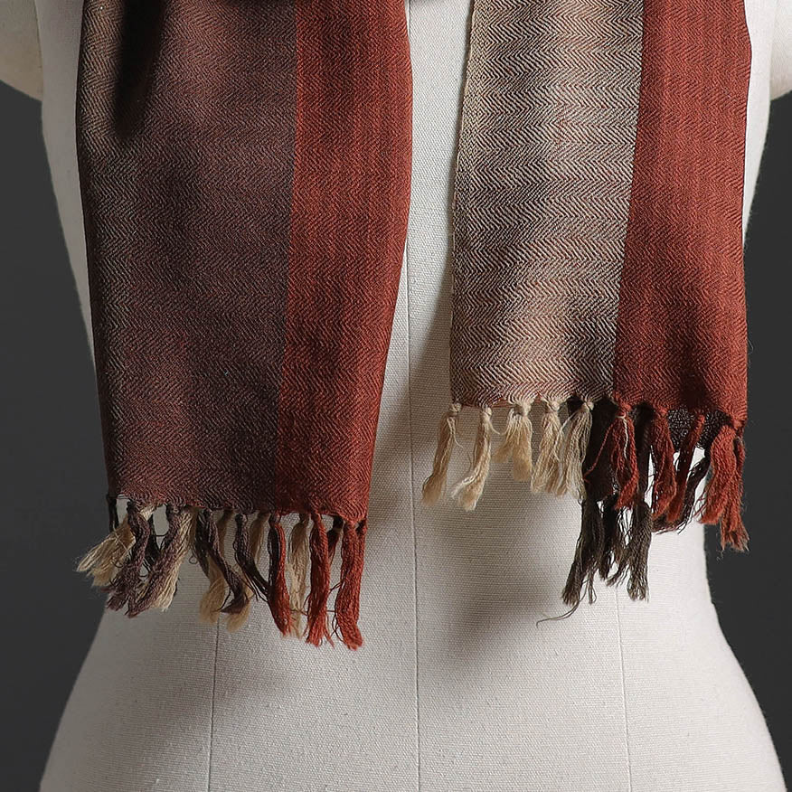 Brown - Kumaun Handwoven Pure Merino Wool Scarf 259