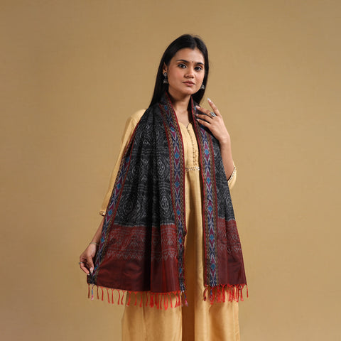 Multicolor - Handloom Mulberry Silk Pochampally Ikat Stole 01