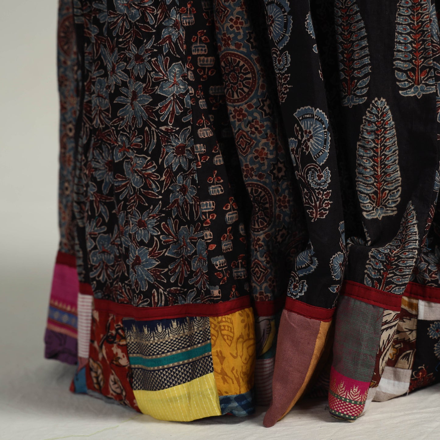 Multicolor - Kutch Block Printed 24 Kali Cotton Long Skirt 09