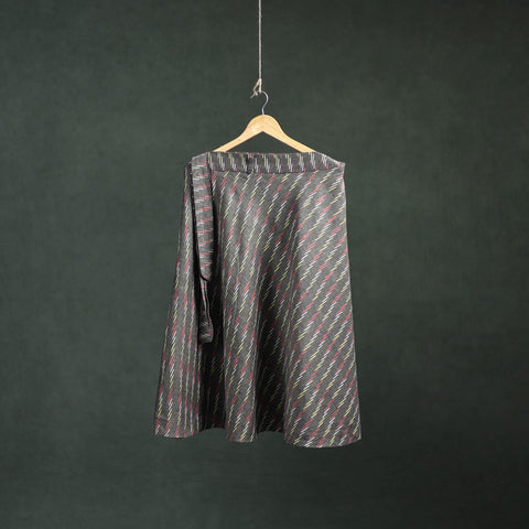 Grey - Pochampally Ikat Cotton Wrap Around Skirt 06