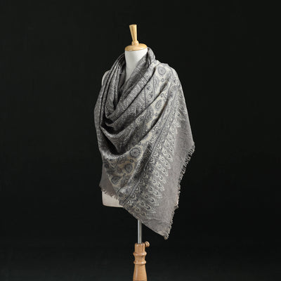 Ajrakh Hand Block Print Natural Dyed Handwoven Acrylic Wool Shawl 08