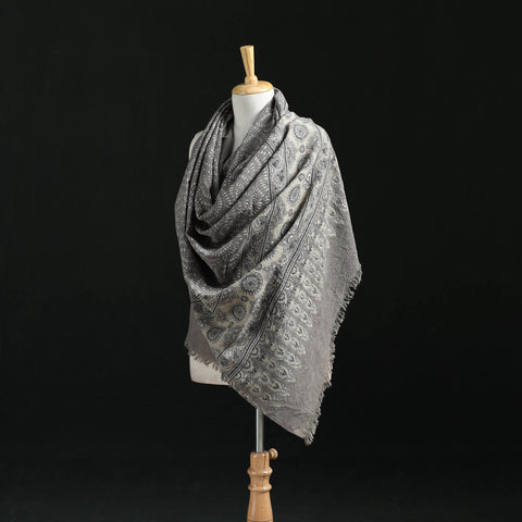 Ajrakh Hand Block Print Natural Dyed Handwoven Acrylic Wool Shawl 08