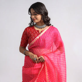 Buy Leheriya Tie-Dye Mothra Kota Doria Silk Saree Online at iTokri.com