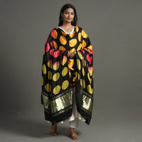 Yellow - Shibori Clamp Dyed Modal Silk Dupatta with Zari Border 05