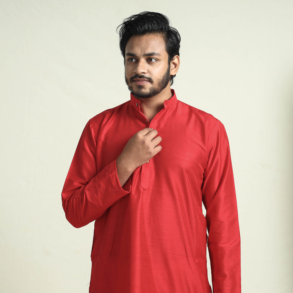 Plain silk men kurta