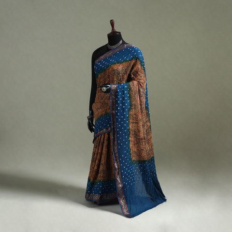 Kutch Tie-Dye Shibori Bandhani Cotton Saree with Blouse Piece 34