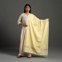 Yellow - Assam Weave Thread Buti Cotton Handloom Dupatta 24