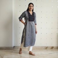 Grey - Traditional Cotton Khun Straight Kurta for Women 17