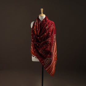 Kutch Bandhani Handwoven Neran Hand Embroidery Merino Wool Shawl 63