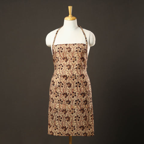 Beige Kalamkari Print Cotton Apron with Pocket