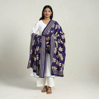 Blue - Pure Silk Bengal Kantha Embroidery Dupatta 23