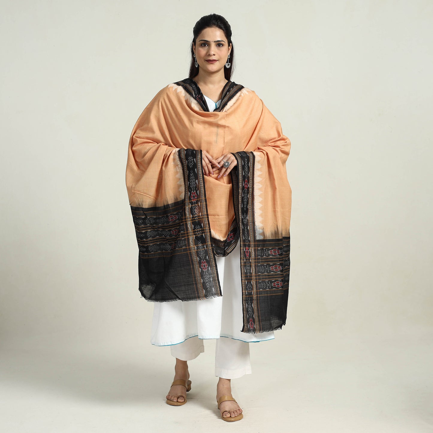 Brown - Sambalpuri Ikat Weave Cotton Dupatta 35